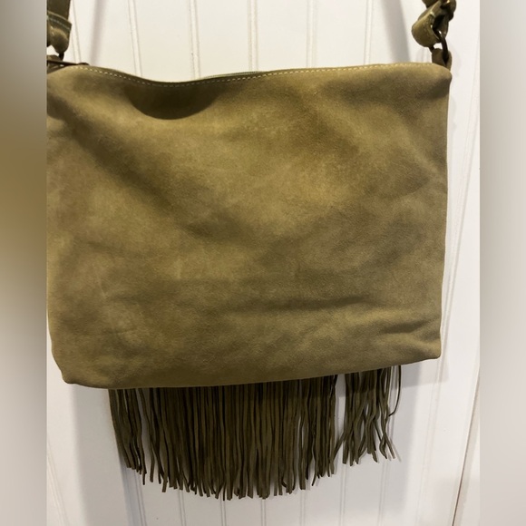 Sundance Catalog Olive Suede Leather Fringe Shoulder Bag - Picture 4 of 8